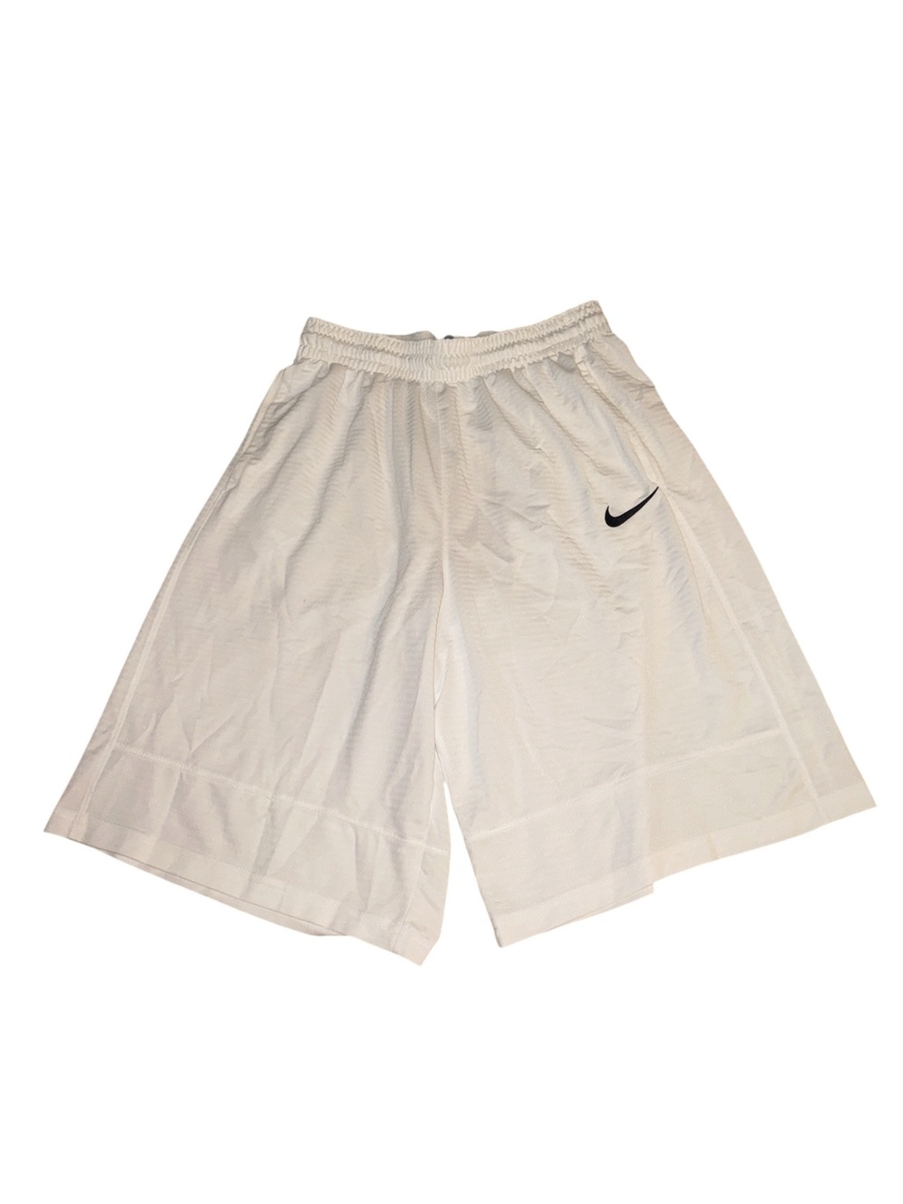 Nike Men’s White Athletic Basketball Shorts with Black Swoosh